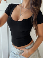 Devine Solid Color Short Sleeve T-Shirt - Ladyez