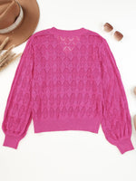 Buttoned Front Openwork Cardigan