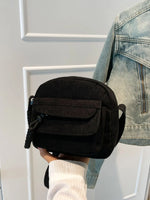 Corduroy Crossbody Bag with Adjustable Strap