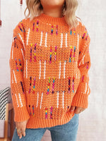 Colorful Round Neck Long Sleeve Sweater