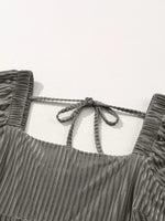 Tie Back Square Neck Velvet Babydoll Dress