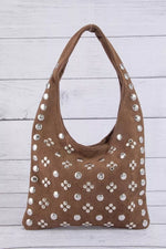 Fame Studded Rivets Hobo Shoulder Bag
