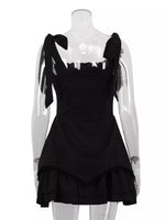 Tie-Shoulder Ruffled Mini Dress