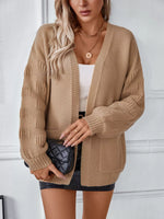 Textured Knit Open Front Cardigan