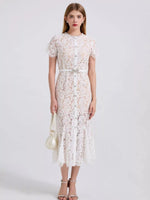 Lace Short Sleeve Mermaid Dress