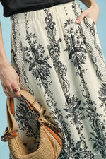 Umgee Border Print Wide Leg Pants
