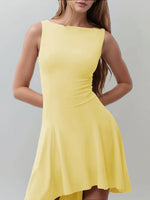 High-Low Round Neck Sleeveless Mini Dress