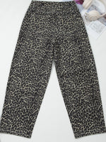 Leopard Print High Waist Barrel Jeans