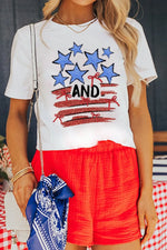 Stars and Stripes Bow Graphic T Shirt - Ladyez
