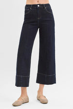 RISEN Tummy Control High Rise Crop Wide Seam Detailed Jeans - Ladyez