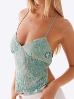 Crisscross Back V-Neck Cami - Ladyez