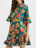 Floral Print Ruffle Sleeve Mini Dress