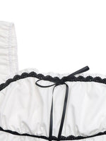 Lace Trim Bowknot Short Sleeve Blouse
