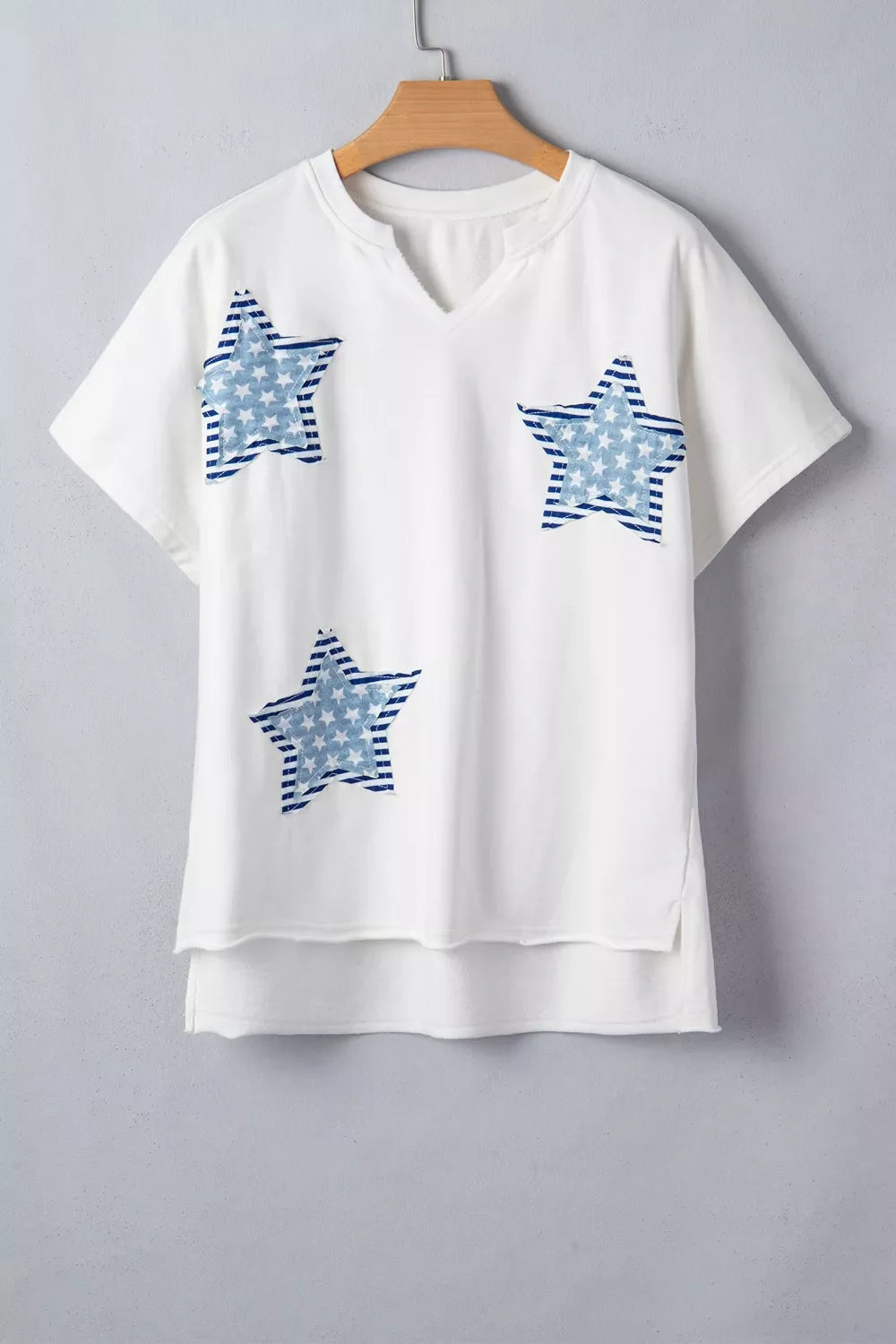 Patriot Star Patched Notched Neck Mineral Washed Tee