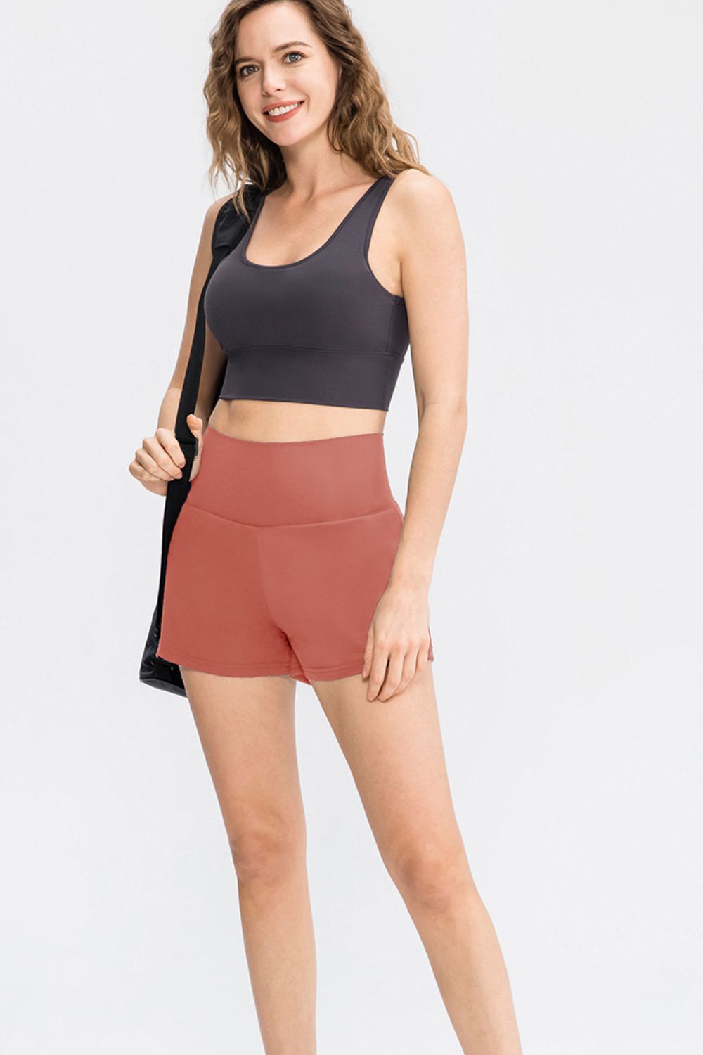 Wide Waistband Sports Shorts with Pockets - Ladyez