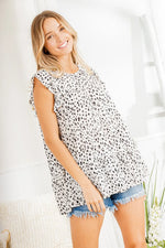 Heimish Full Size Tiered Ruffled Animal Print Round Neck Blouse Plus Size
