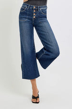 RISEN Full Size High Rise Crop Wide Button Up Jeans Plus Size - Ladyez