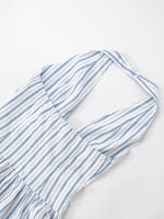 Striped Halter Neck Midi Dress with Tie Front Detail - Ladyez