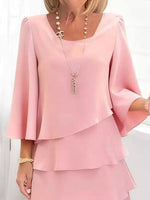 Full Size Ruffled Layered 3/4 Sleeve Dress Plus Size