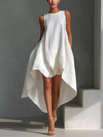 High-Low Round Neck Sleeveless Dress