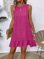 Ruffled Hem Round Neck Sleeveless Dress - Ladyez