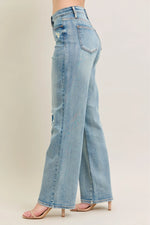 Judy Blue Full Size Hw Destroy & Knee Patch Straight Jeans Plus Size - Ladyez