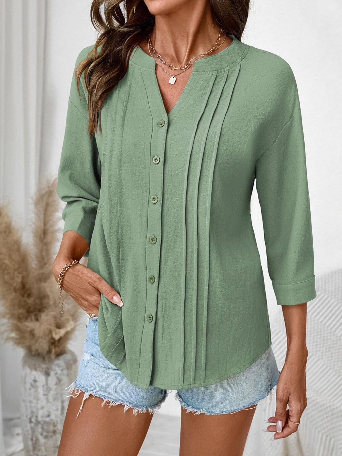 Button-Down Notched Shirt