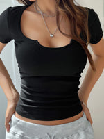 Devine Solid Color Short Sleeve T-Shirt - Ladyez