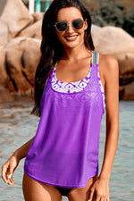 Scoop Neck Wide Strap Tankini Set - Ladyez