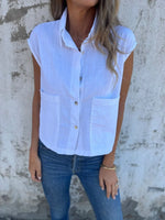 Full Size Textured Button-Front Sleeveless Shirt Plus Size