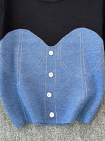 Color Block Short Sleeve Knit T-Shirt