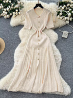 Button Front Short Sleeve Knit Dress