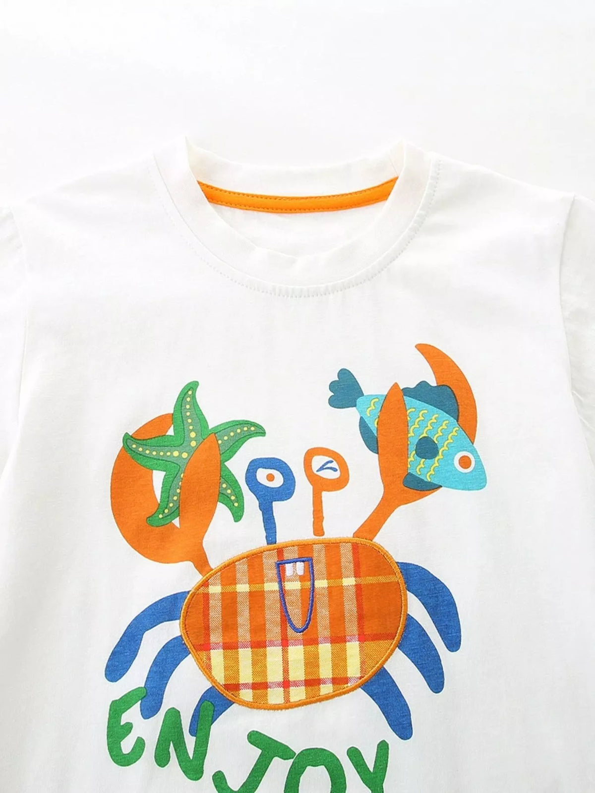 Children's Crab Graphic Tee & Plaid Shorts Set