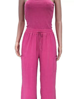 Drawstring Strapless Wide-Leg Jumpsuit