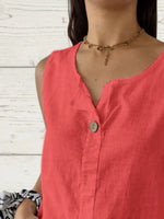 Full Size Casual Linen Sleeveless Blouse Plus Size - Ladyez