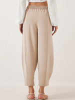 Full Size Drawstring Wide Leg Cropped Pants Plus Size