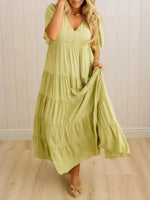V-Neck Tiered Midi Dress
