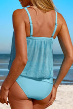 Square Neck Spaghetti Strap Tankini Set - Ladyez