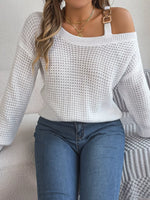 Asymmetrical Neck Long Sleeve Sweater