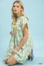 Umgee Floral Print Tiered Babydoll Dress