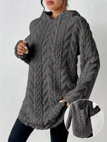 Cozy Textured Drawstring Fleece Hoodie