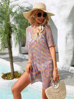 Angel Wings Multicolored Openwork Tassel Slit Cover-Up - Ladyez