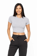 MONO B Essential Micro-ribbed Cropped Athleisure Tee - Ladyez