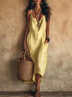 Full Size Spaghetti Strap Midi Dress with Pockets Plus Size