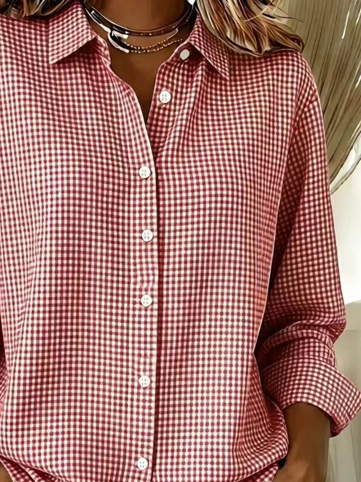 Full Size Plaid Button Up Long Sleeve Shirt Plus Size