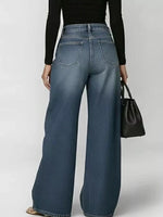 Wide Leg Jeans with Eyelet Details