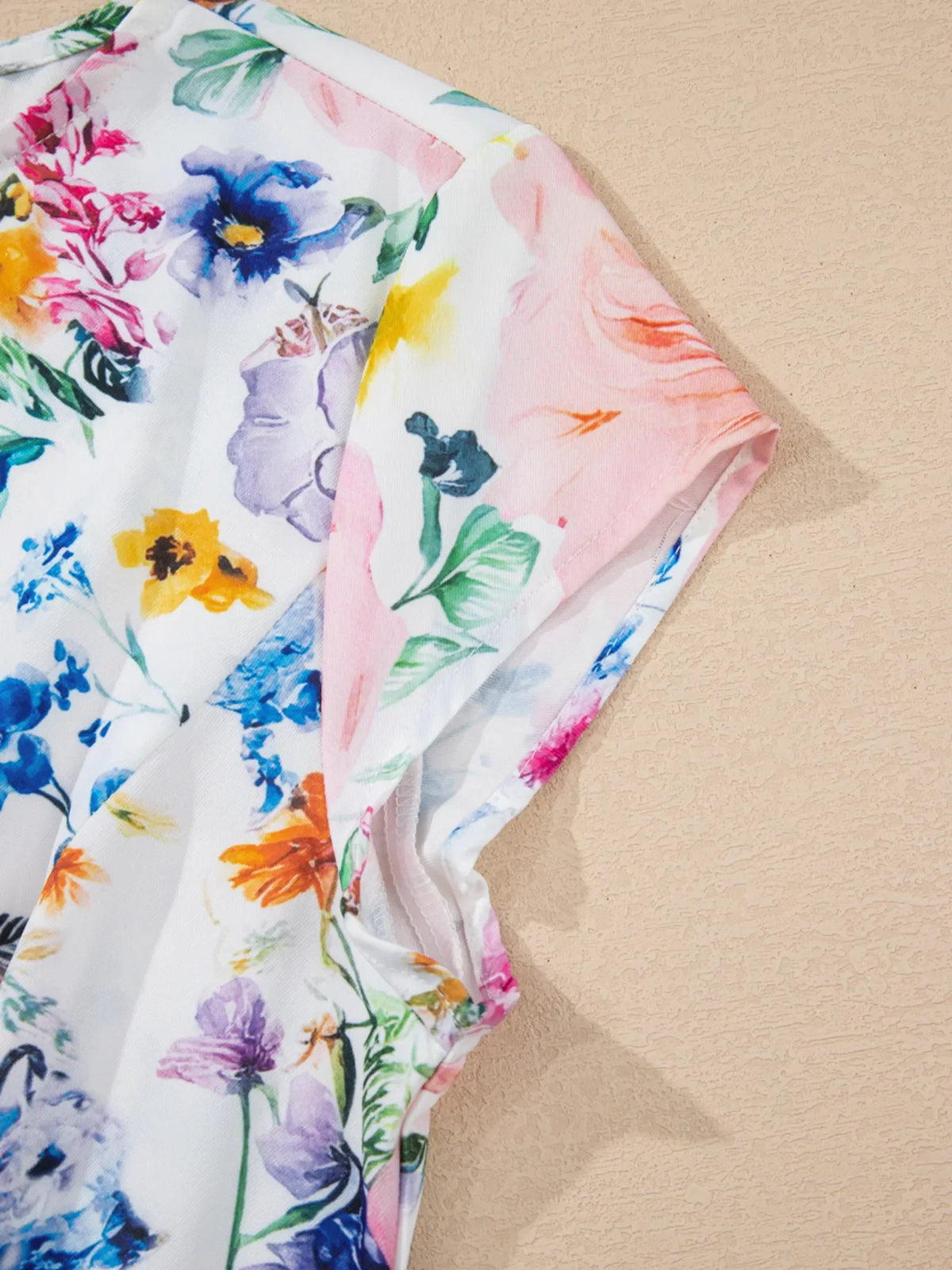 Floral Print Cap Sleeve Mini Dress