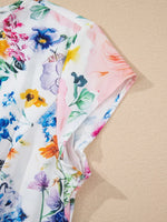 Floral Print Cap Sleeve Mini Dress