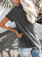 Full Size Notched Short Sleeve T-Shirt Plus Size
