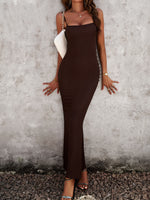 Devine Spaghetti Strap Bodyline Maxi Dress - Ladyez